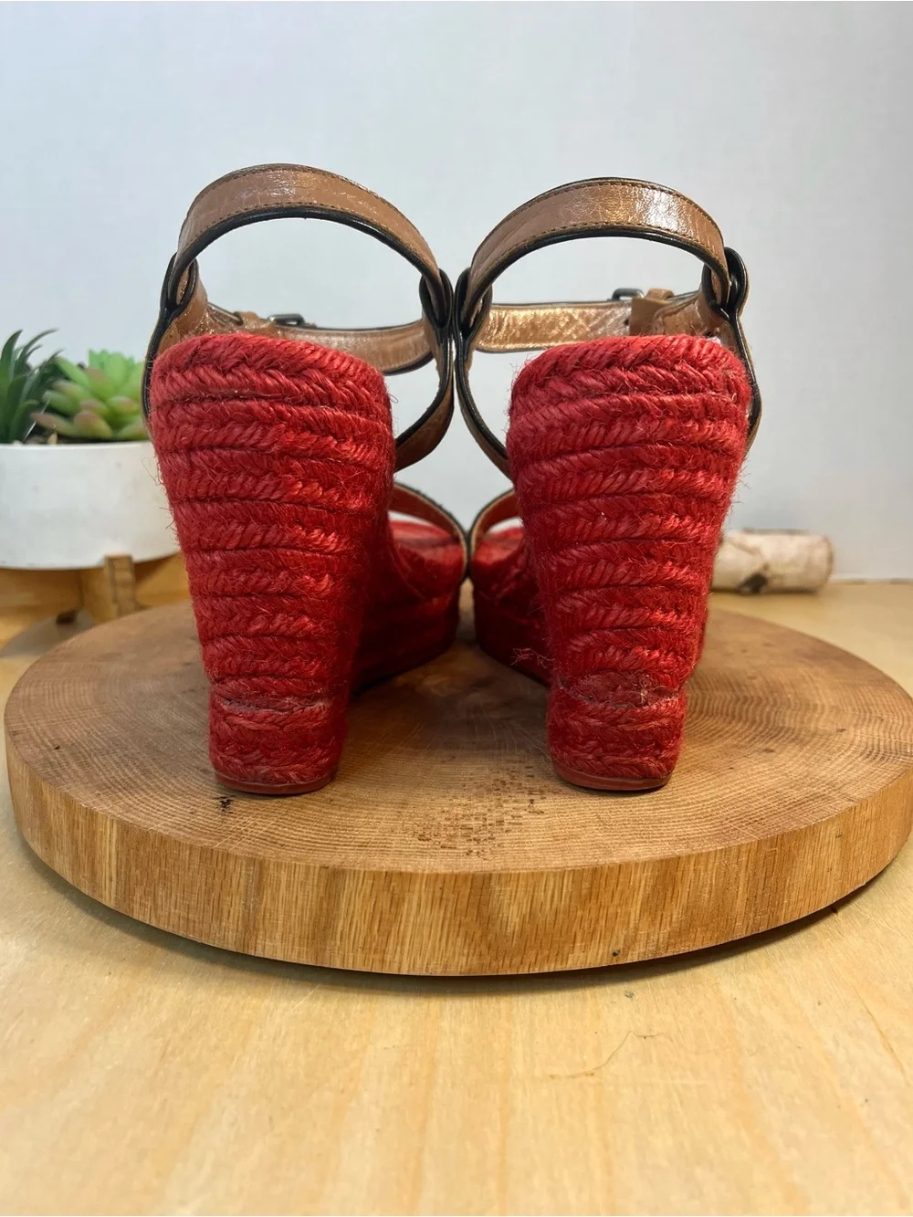 Marc by Marc Jacobs Colorblock Wedge Espadrilles - Red/Black - Size 39